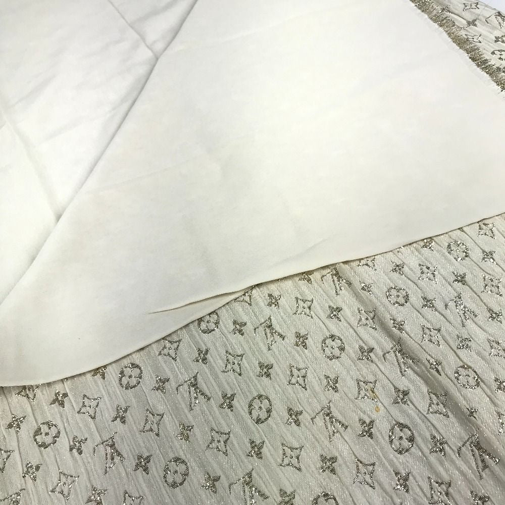 Louis Vuitton Shawl Etole Monogram So Glitter Silk Light Beige Scarf — view 5