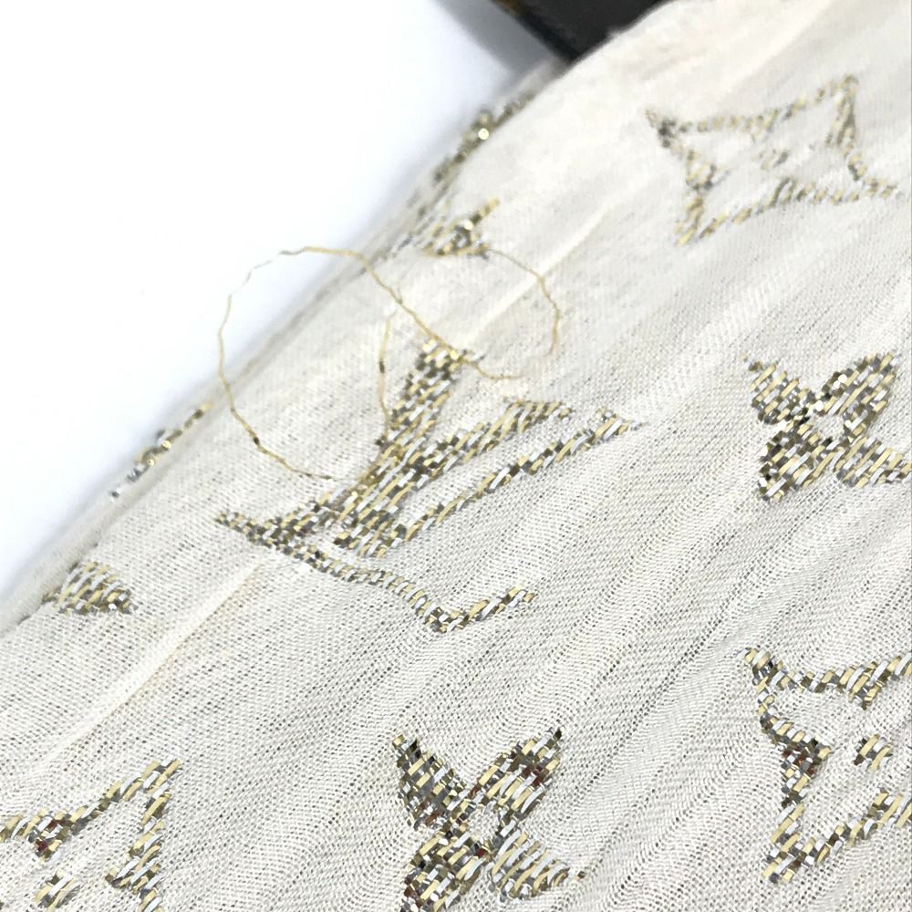 Louis Vuitton Shawl Etole Monogram So Glitter Silk Light Beige Scarf — view 7