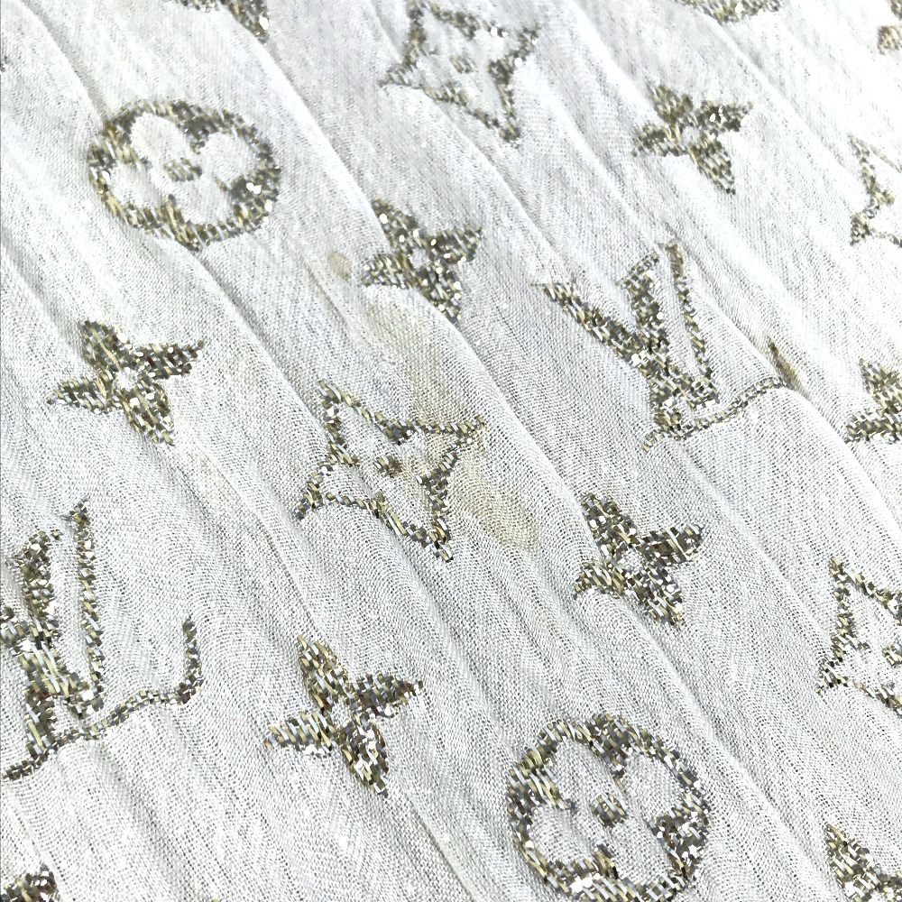 Louis Vuitton Shawl Etole Monogram So Glitter Silk Light Beige Scarf — view 4