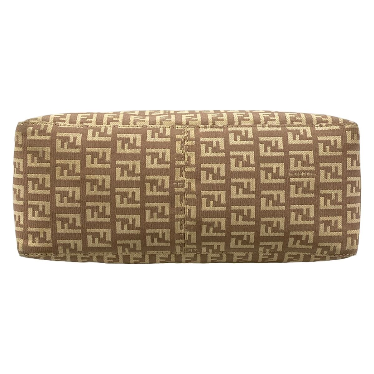 Fendi Shoulder Bag Zucchino Pattern Light Brown Beige Leather — view 5