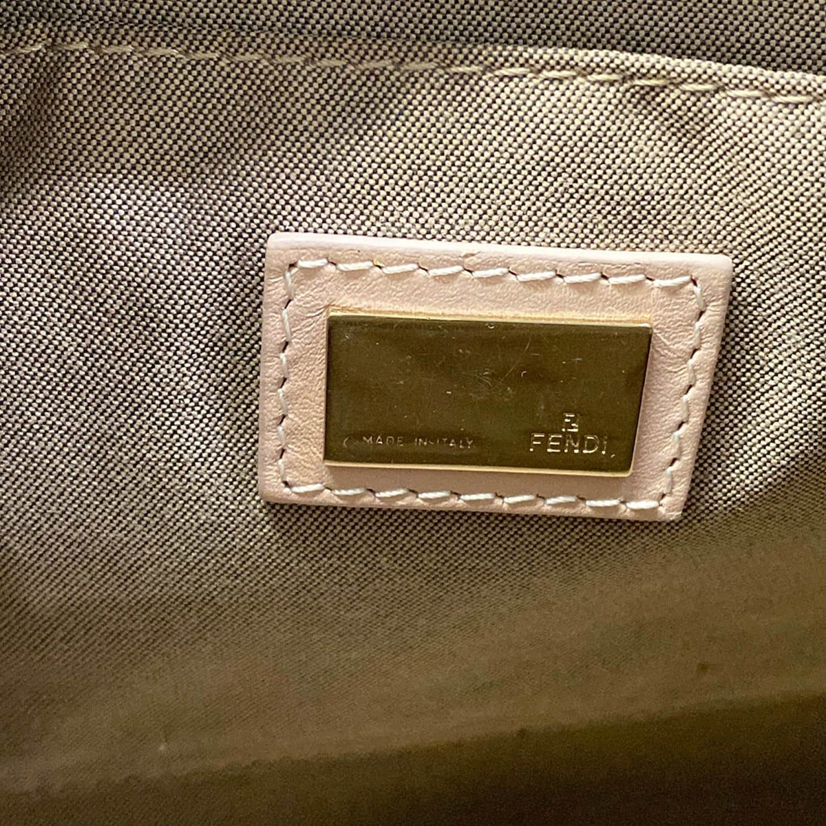 Fendi Shoulder Bag Zucchino Pattern Light Brown Beige Leather — view 8