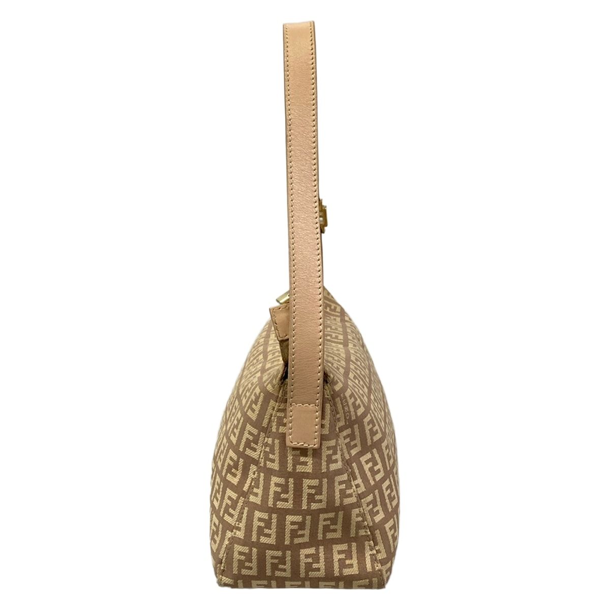 Fendi Shoulder Bag Zucchino Pattern Light Brown Beige Leather — view 4
