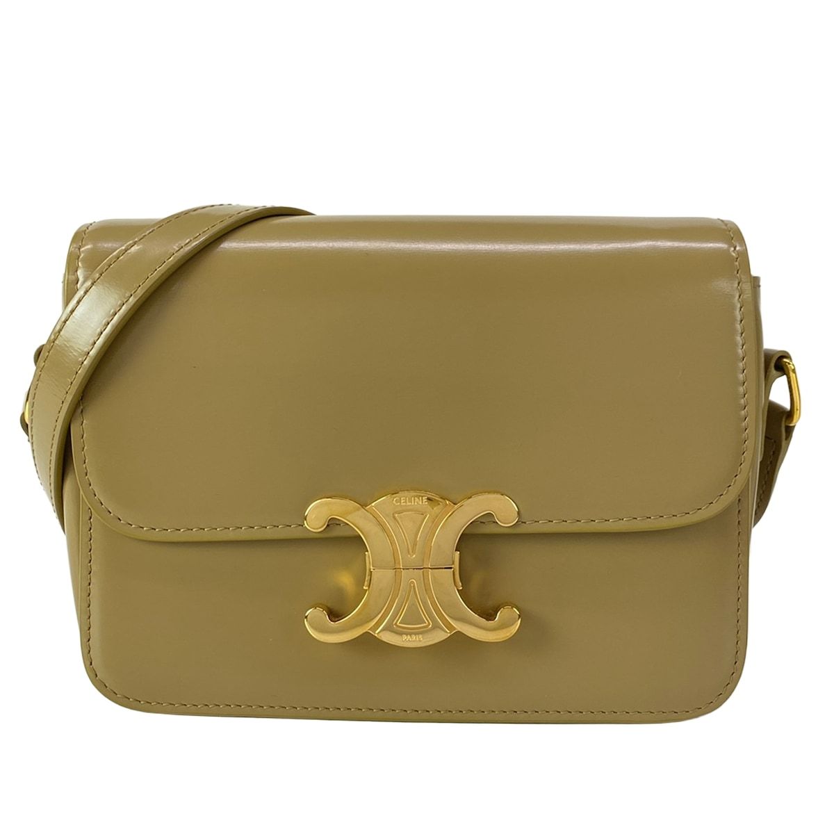 Celine Shoulder Bag Teen Triomphe Small Khaki Beige