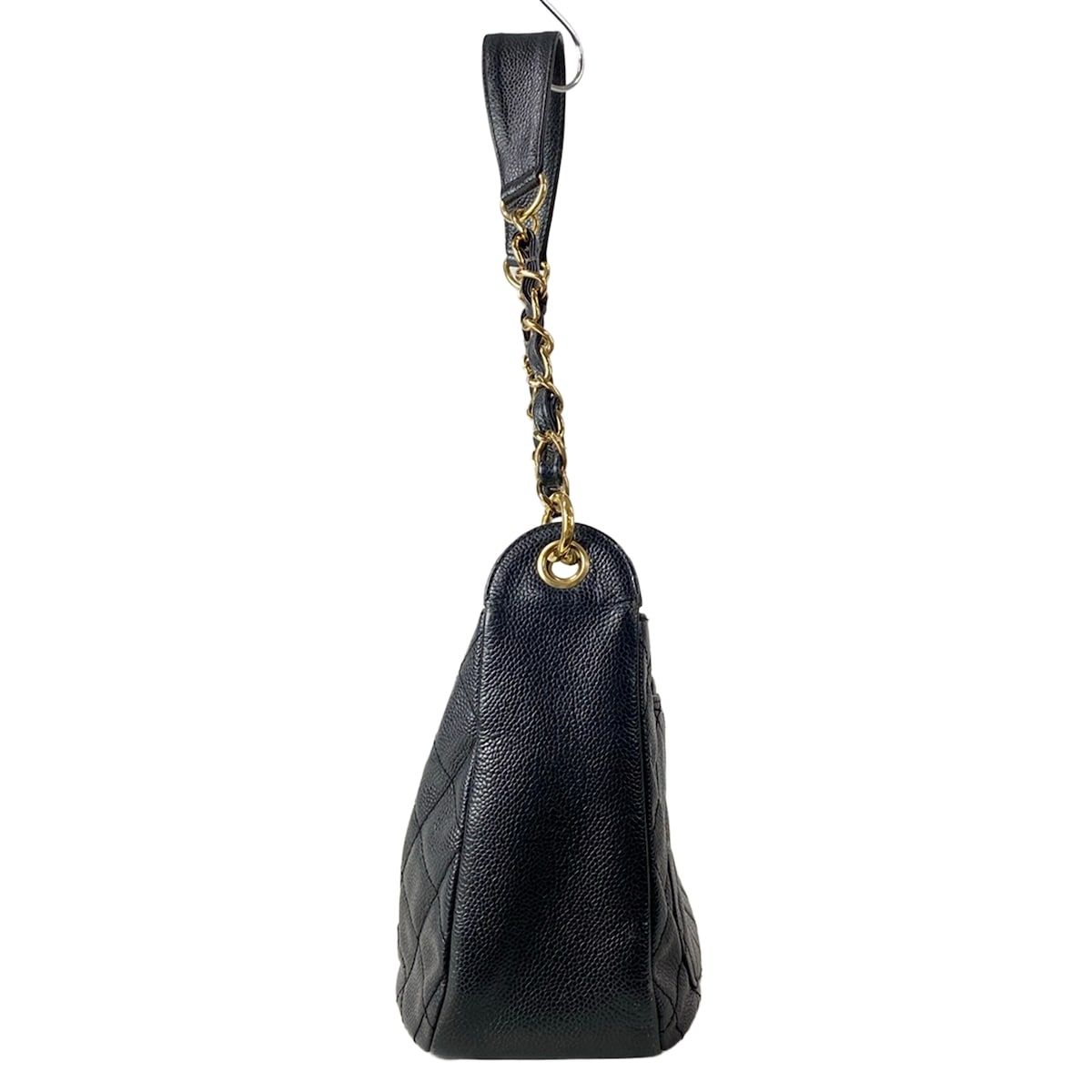 Chanel Shoulder Bag Quilted Black Gold CC Logo Chain — view 4