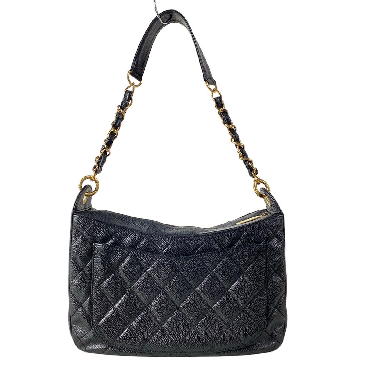 Chanel Shoulder Bag Quilted Black Gold CC Logo Chain — view 3
