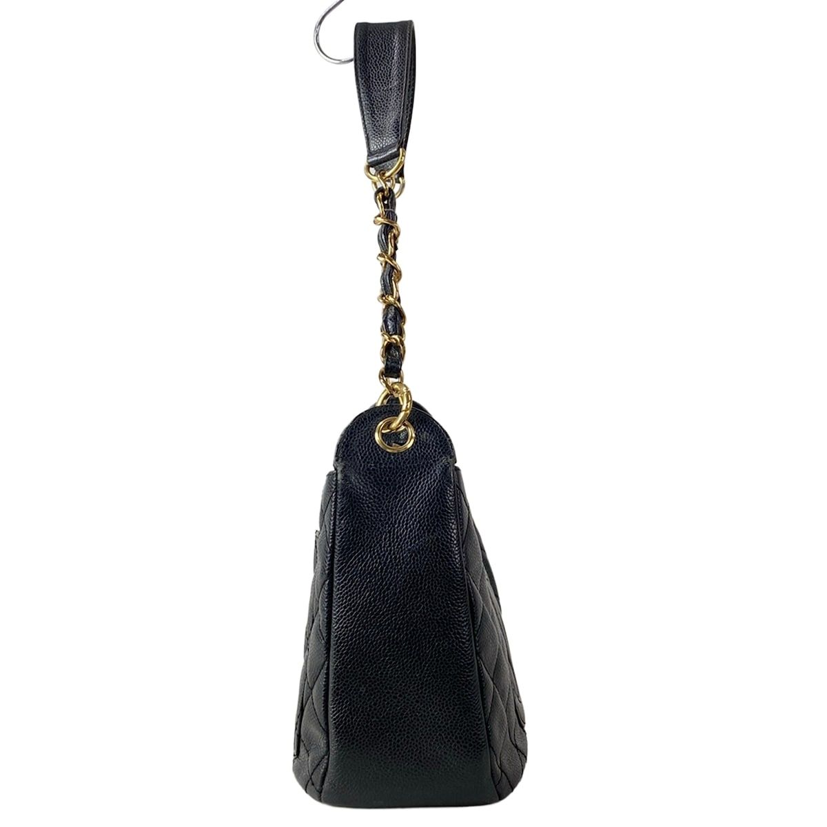 Chanel Shoulder Bag Quilted Black Gold CC Logo Chain — view 2