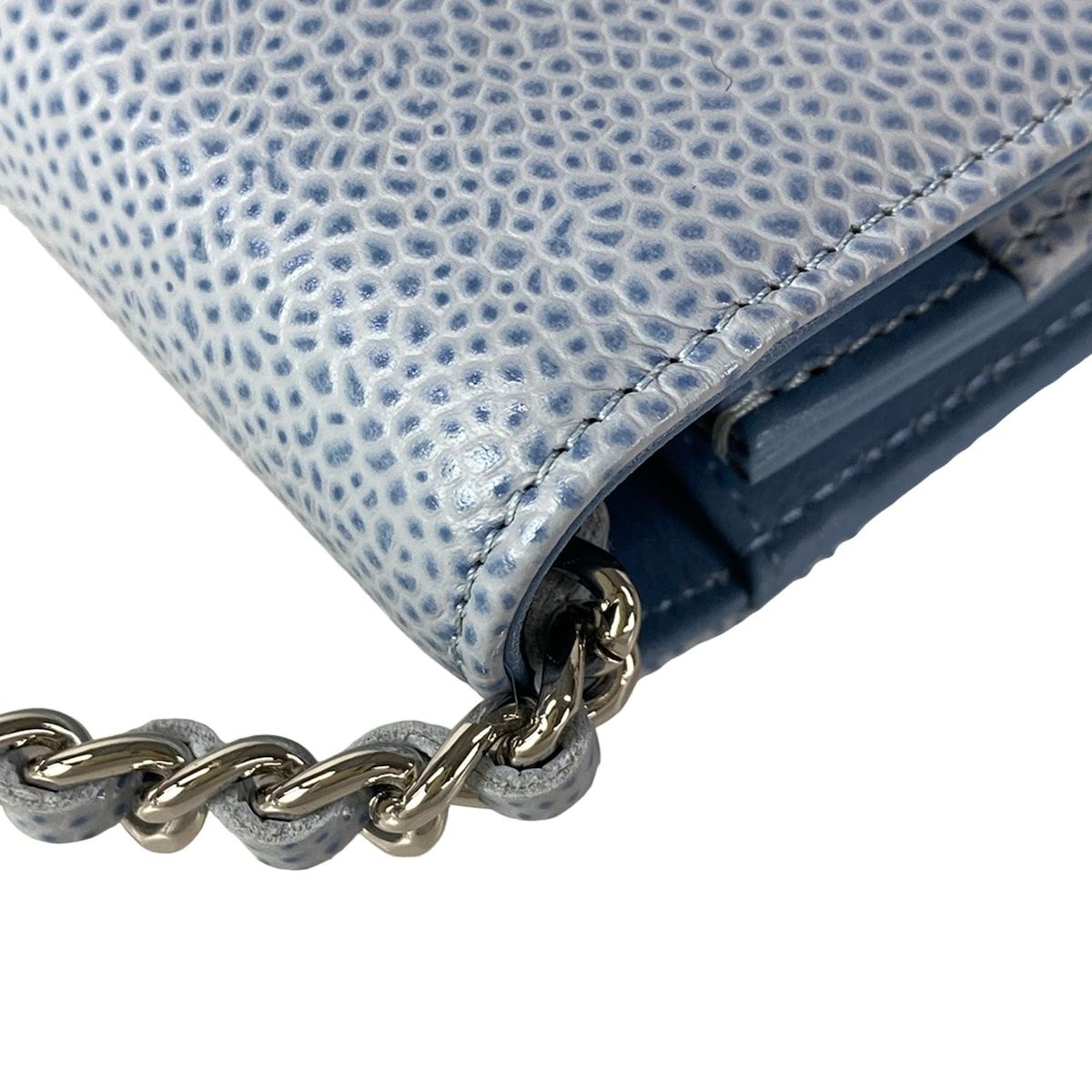 Chanel Wallet Light Blue Chain CC Logo Shoulder Bag — view 8