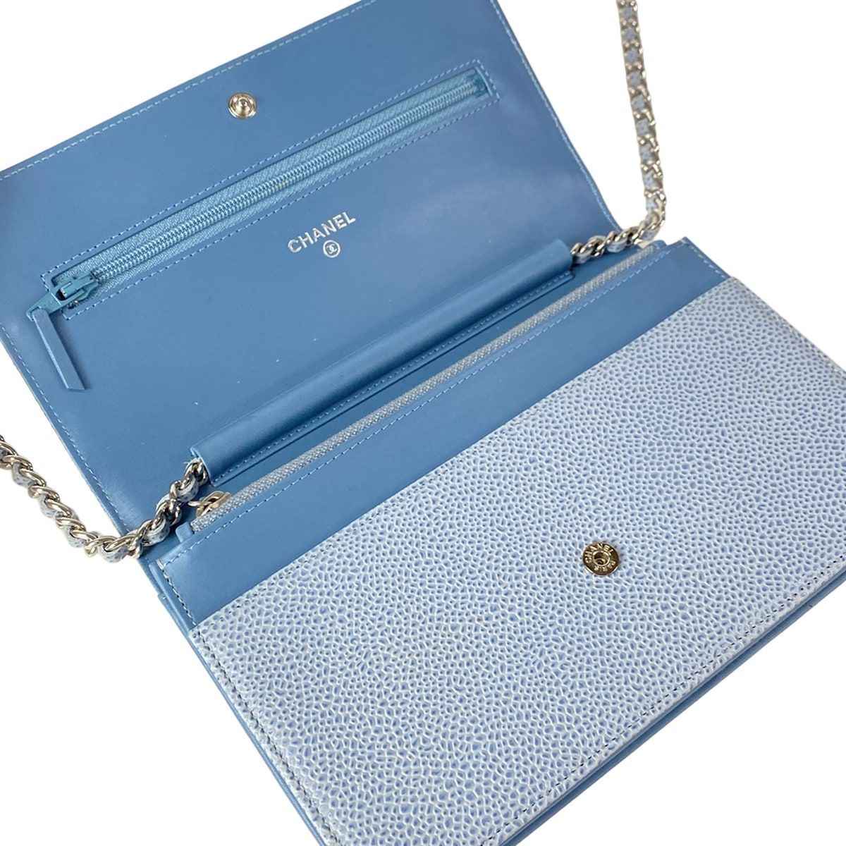 Chanel Wallet Light Blue Chain CC Logo Shoulder Bag — view 3