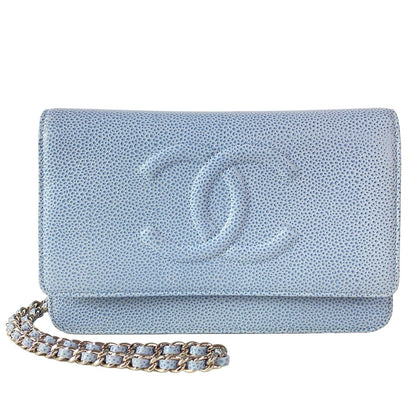 Chanel Wallet Light Blue Chain CC Logo Shoulder Bag
