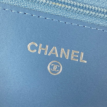Chanel Wallet Light Blue Chain CC Logo Shoulder Bag — view 6