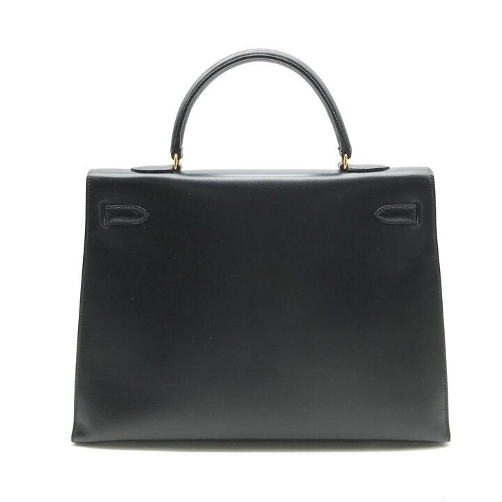 Hermes Kelly 35 Box Calf Gold 2-Way Bag Black — view 3