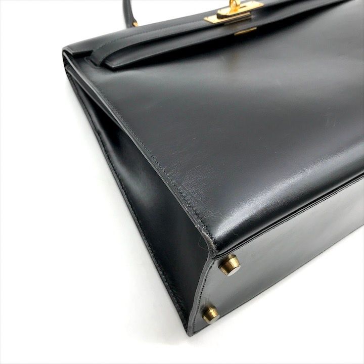Hermes Kelly 35 Box Calf Gold 2-Way Bag Black — view 6
