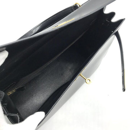 Hermes Kelly 35 Box Calf Gold 2-Way Bag Black — view 8
