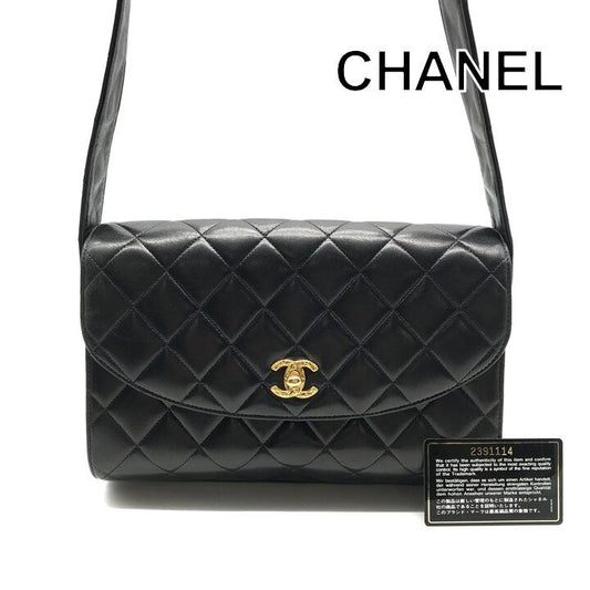 Chanel CC Logo Quilted Lambskin Leather Vintage Shoulder Bag Crossbody Turnlock