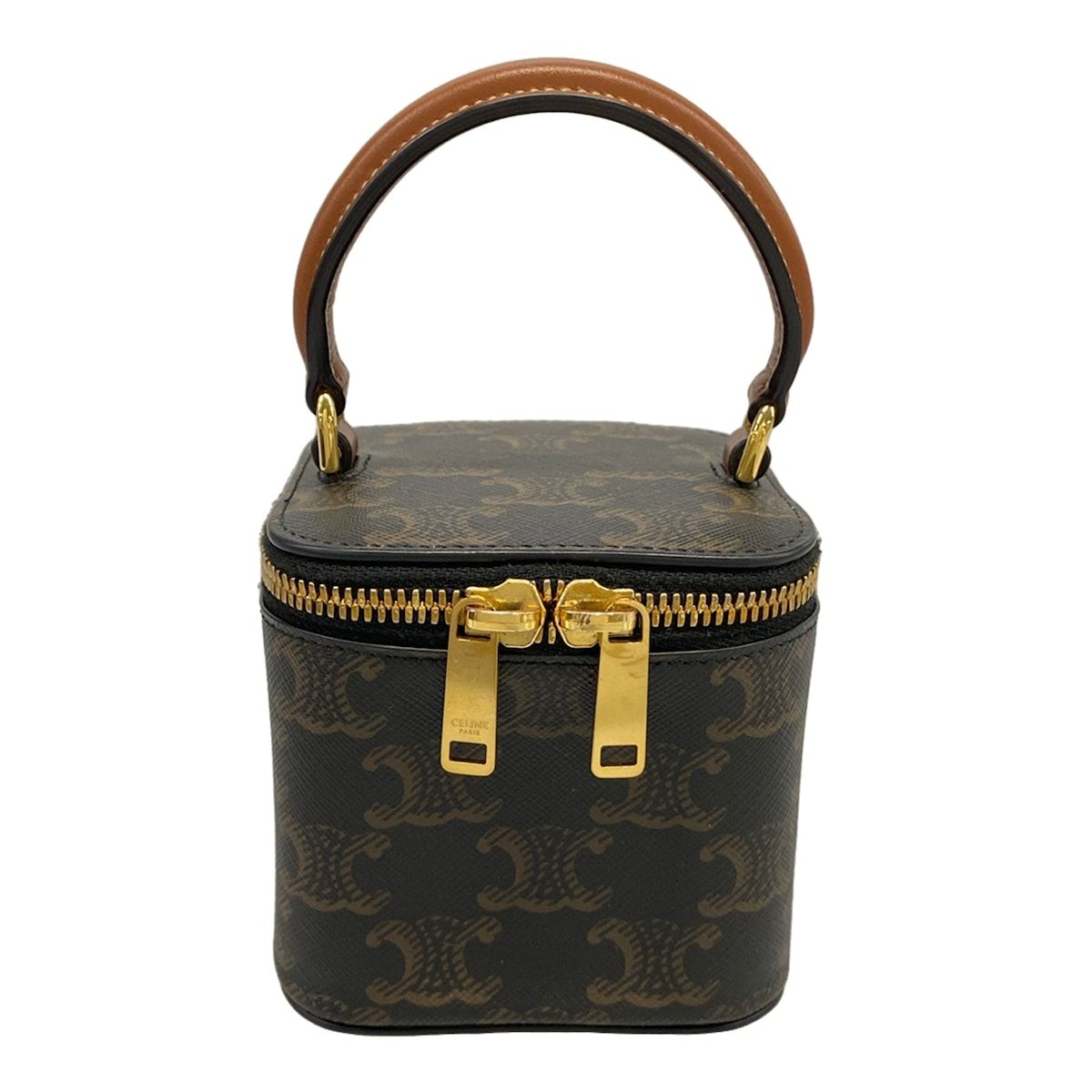 Celine Handbag Triomphe Mini Vanity Tan Leather