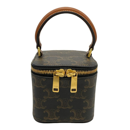 Celine Handbag Triomphe Mini Vanity Tan Leather