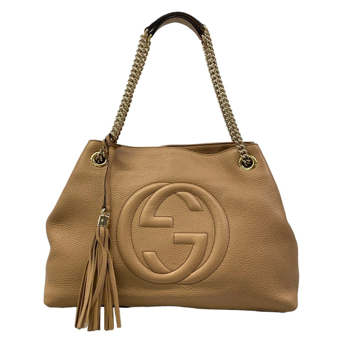 Gucci Shoulder Bag Soho Light Brown Chain Leather