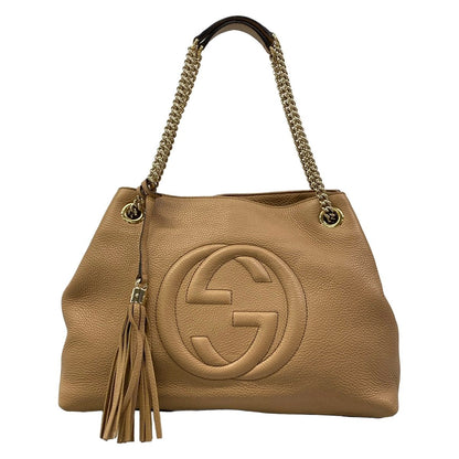 Gucci Shoulder Bag Soho Light Brown Chain Leather