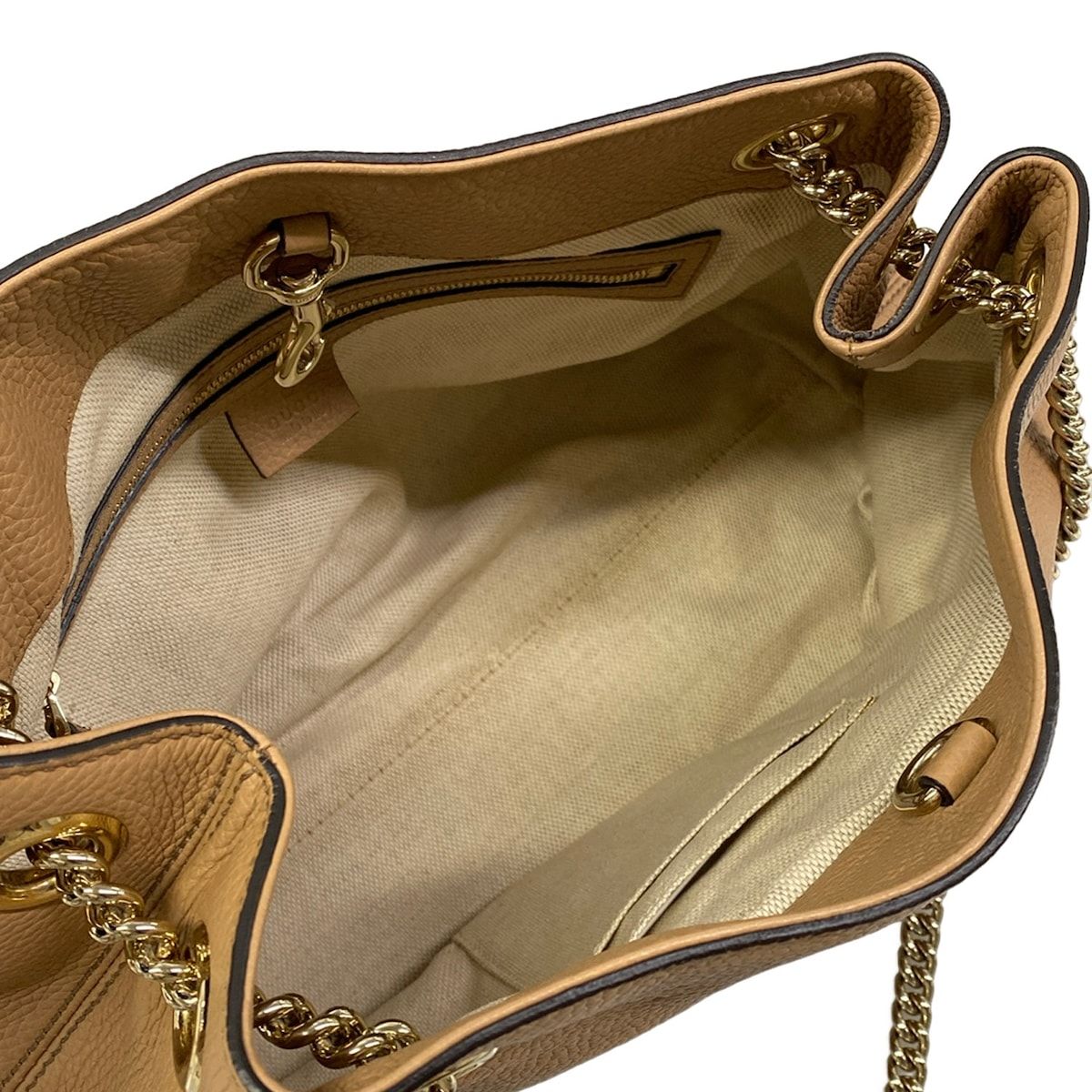Gucci Shoulder Bag Soho Light Brown Chain Leather — view 7