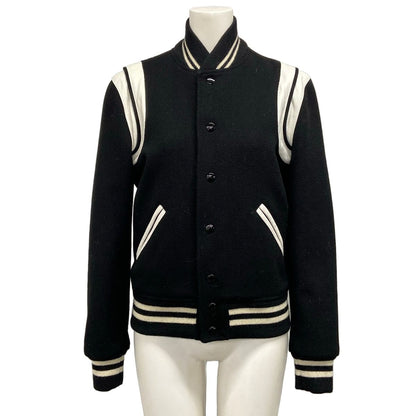 Saint Laurent Paris Jacket Teddy Black White Long Sleeve Spring Autumn Hedi