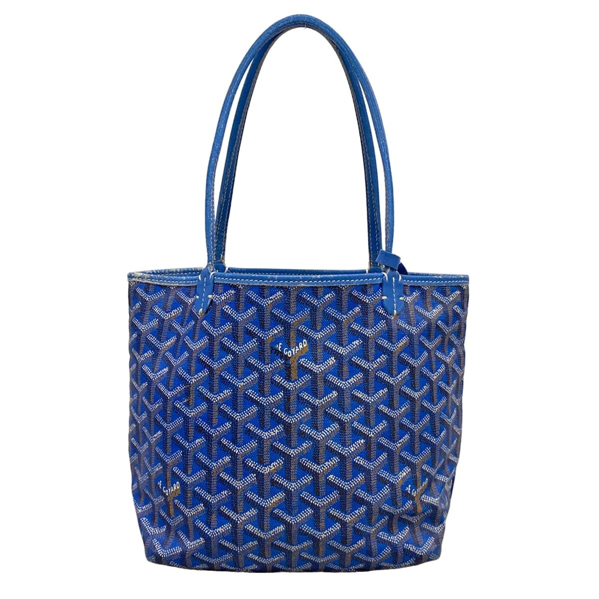 Goyard Tote Bag Saint Louis Junior Blue Leather — view 3