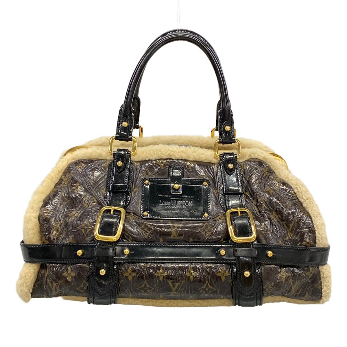 Louis Vuitton Handbag Monogram Shearling Storm Brown Leather