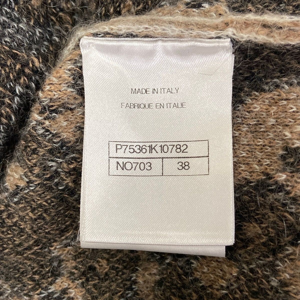 Chanel Long Sleeve Sweater M Beige Black White Leopard CC Logo Cashmere 38 — view 4