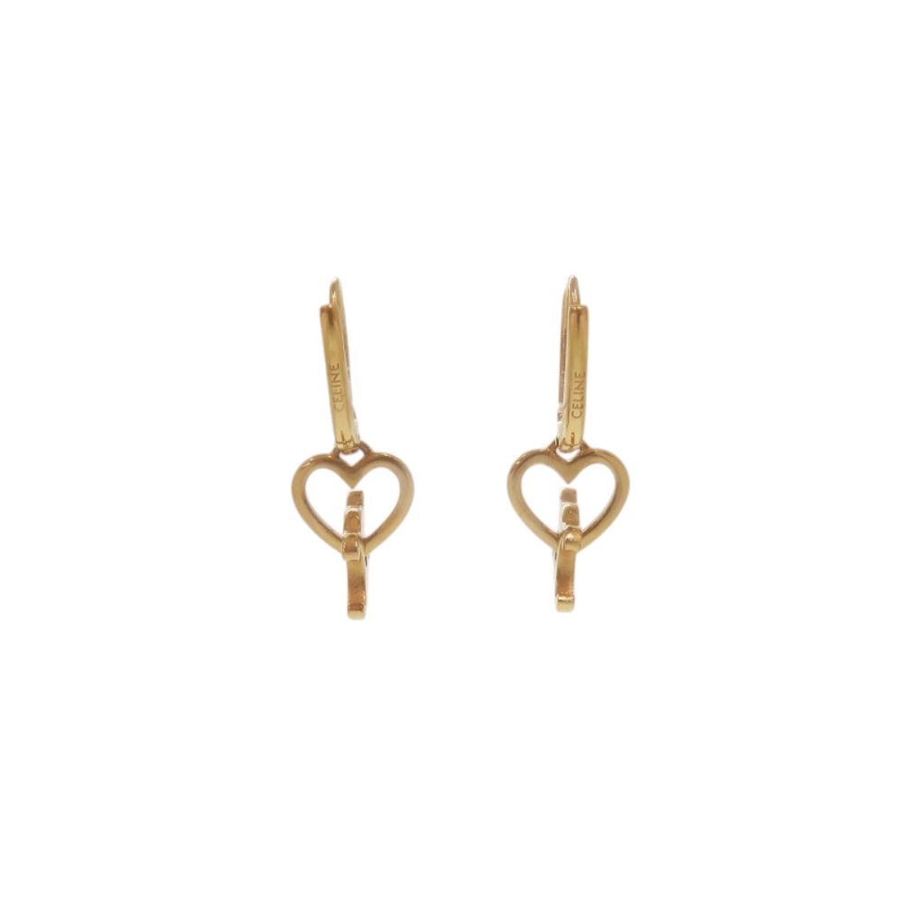 Celine Triomphe Heart Earrings Metal Gold — view 3