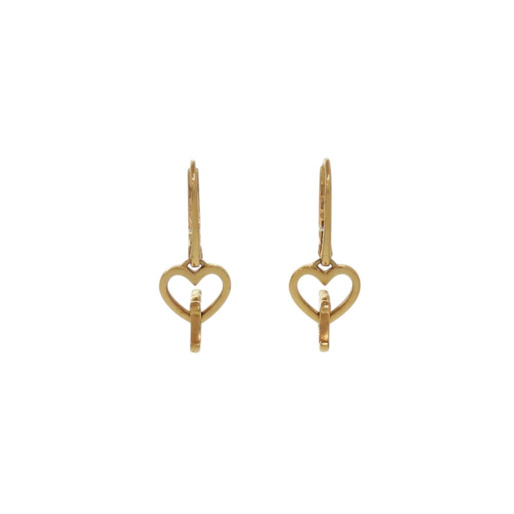Celine Triomphe Heart Earrings Metal Gold