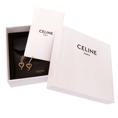 Celine Triomphe Heart Earrings Metal Gold — view 2