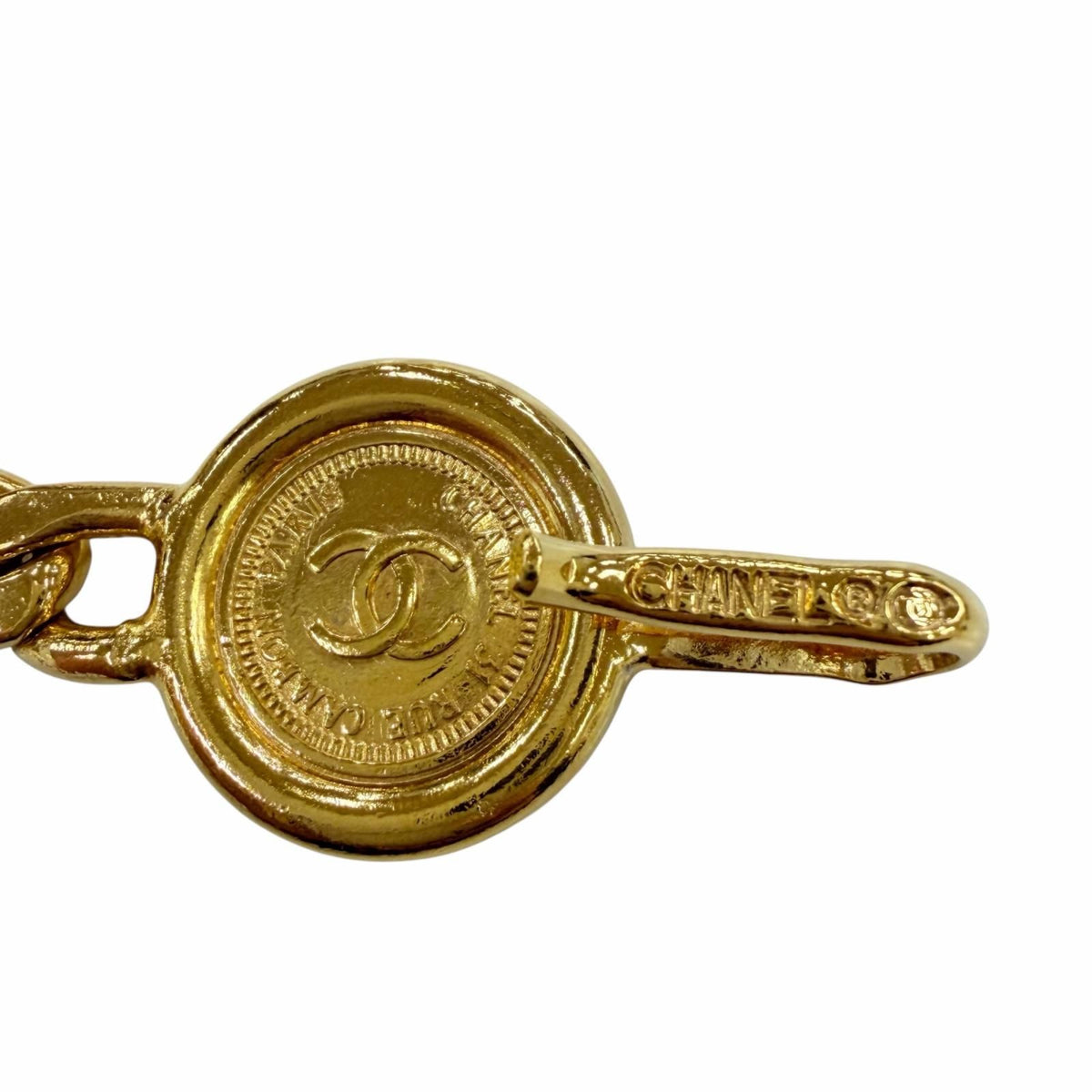 Chanel Vintage Metal CC Logo Coin Chain Belt Gold — view 8