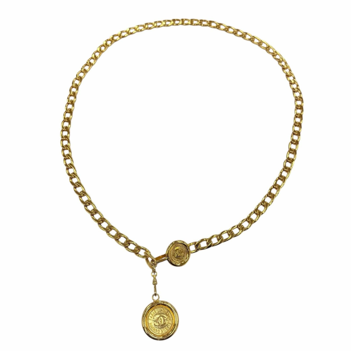Chanel Vintage Metal CC Logo Coin Chain Belt Gold — view 3