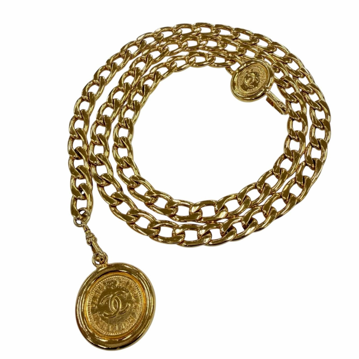 Chanel Vintage Metal CC Logo Coin Chain Belt Gold