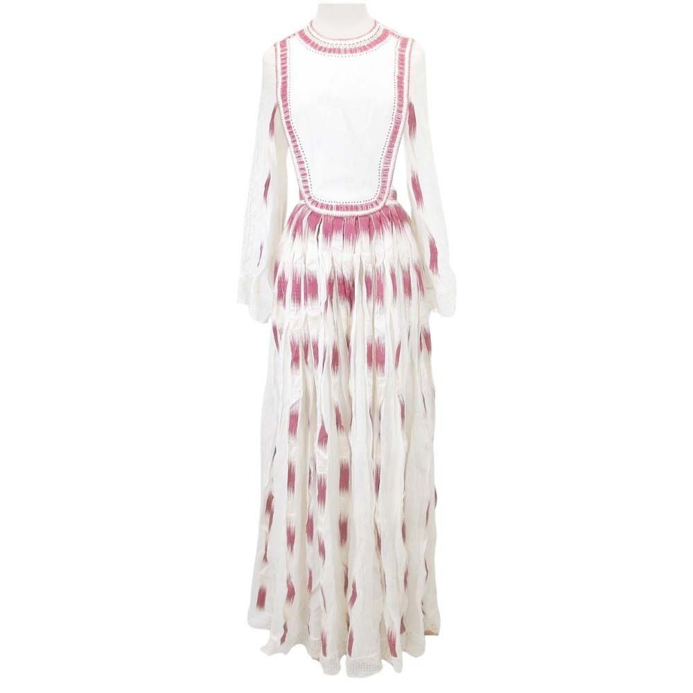 Dior Sample Long Dress Folklore Style Ivory Red 36