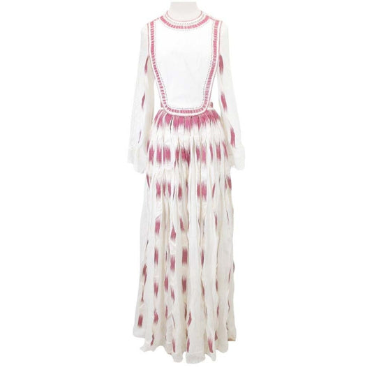 Dior Sample Long Dress Folklore Style Ivory Red 36