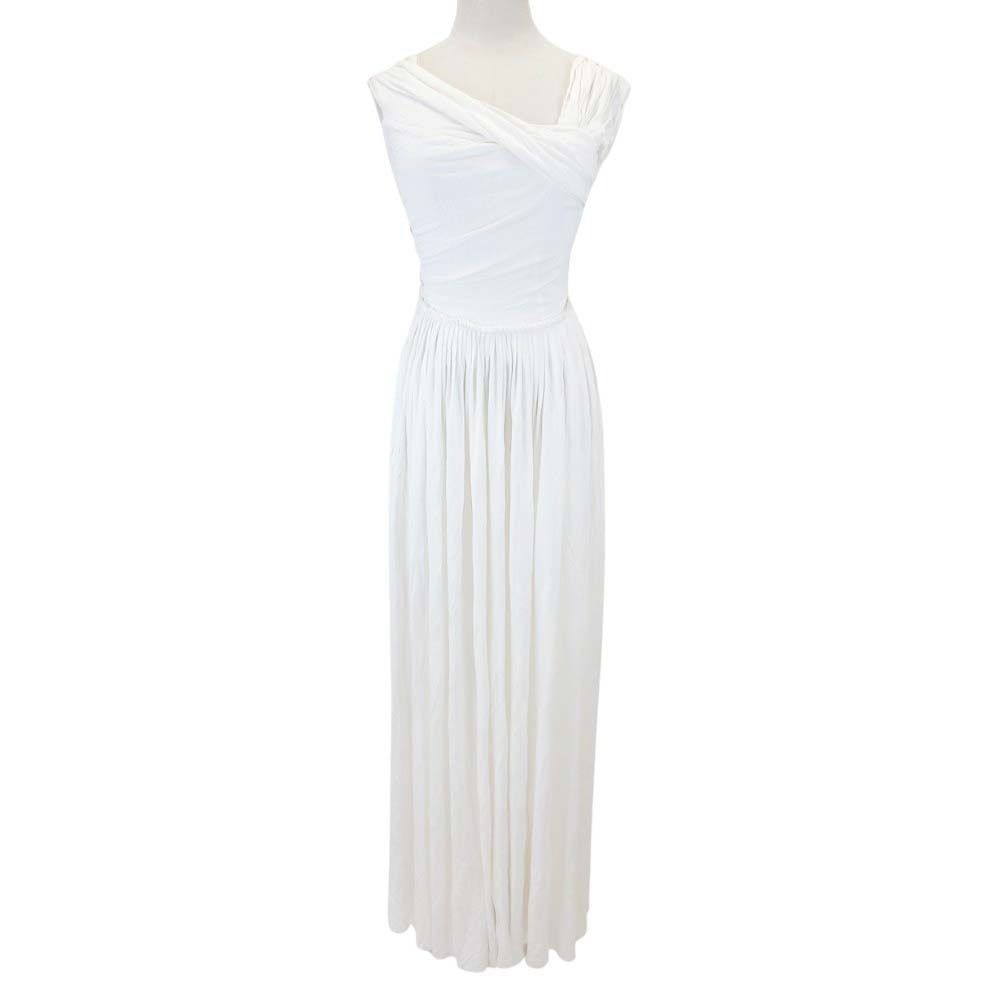 Dior Sample Drape Design Sleeveless Dress Off White 36