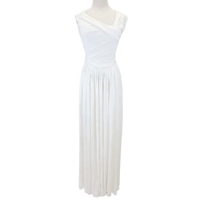 Dior Sample Drape Design Sleeveless Dress Off White 36