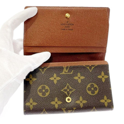 Louis Vuitton Monogram Porte Monnaie Billets Tresor Brown Trifold — view 6