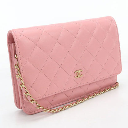 Chanel Quilted Chain Wallet Lambskin Shoulder Bag