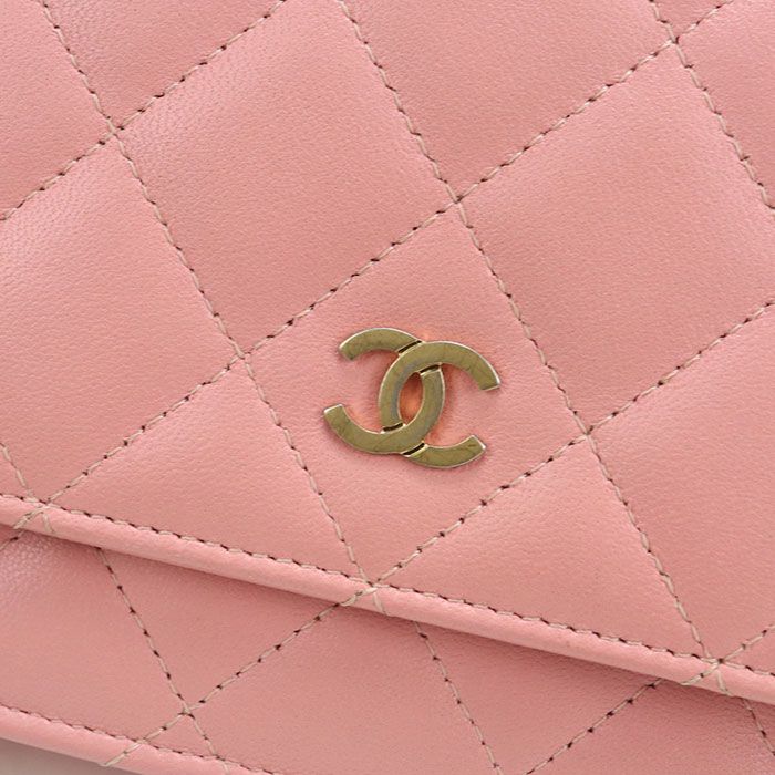 Chanel Quilted Chain Wallet Lambskin Shoulder Bag — view 8