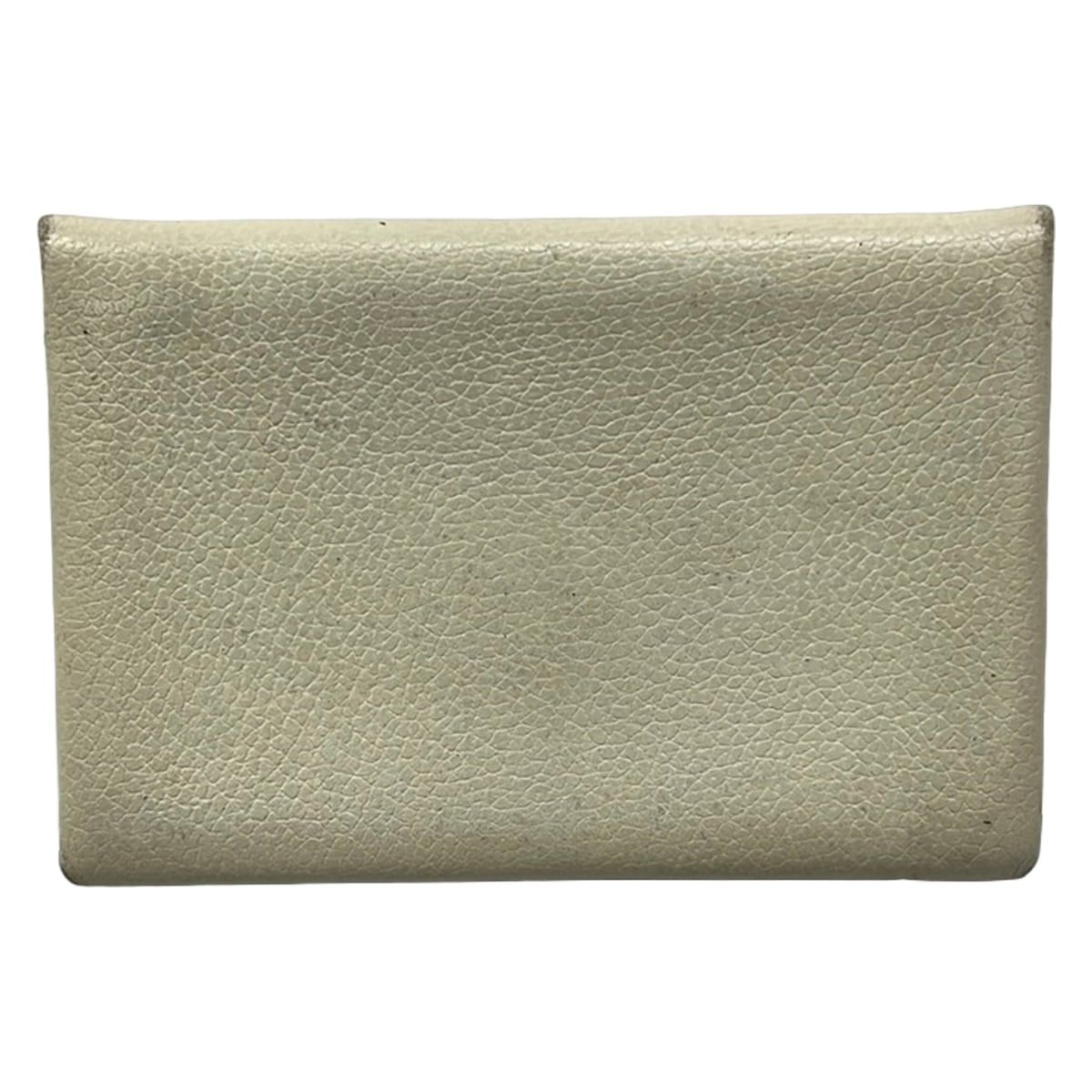 Hermes Card Case Calvi Mushroom Silver