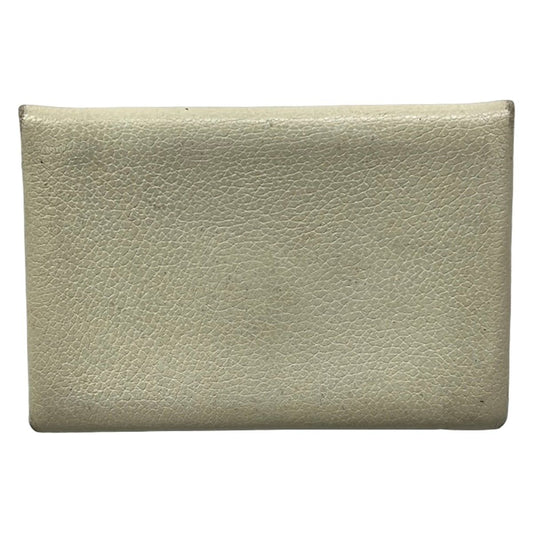 Hermes Card Case Calvi Mushroom Silver