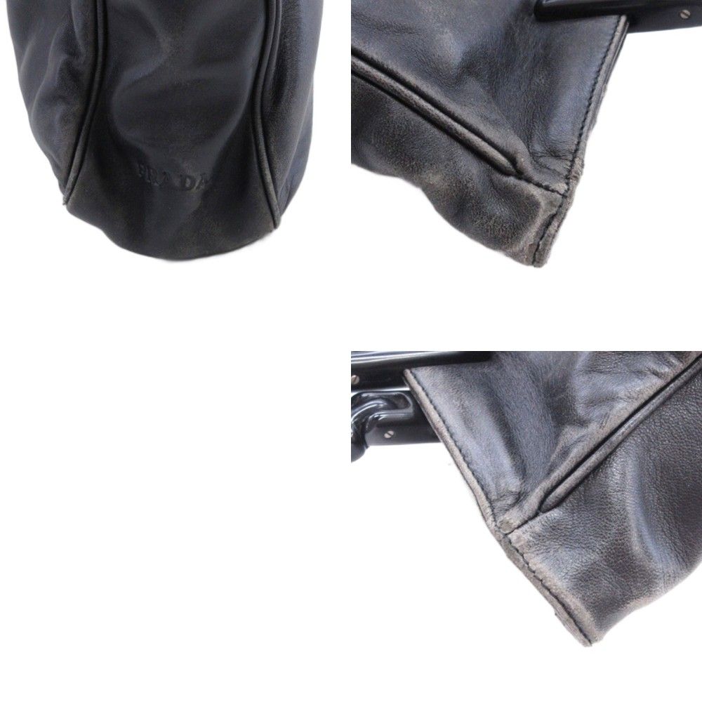 Prada Handbag Plastic Handle Leather Black — view 6