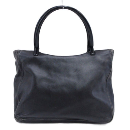 Prada Handbag Plastic Handle Leather Black