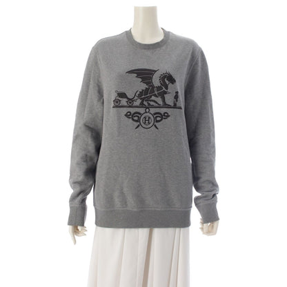 Hermes Ex-Libris Dragon Cotton Long Sleeve Leather Patch Sweatshirt Shirt Top