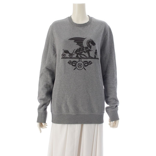 Hermes Ex-Libris Dragon Cotton Long Sleeve Leather Patch Sweatshirt Shirt Top
