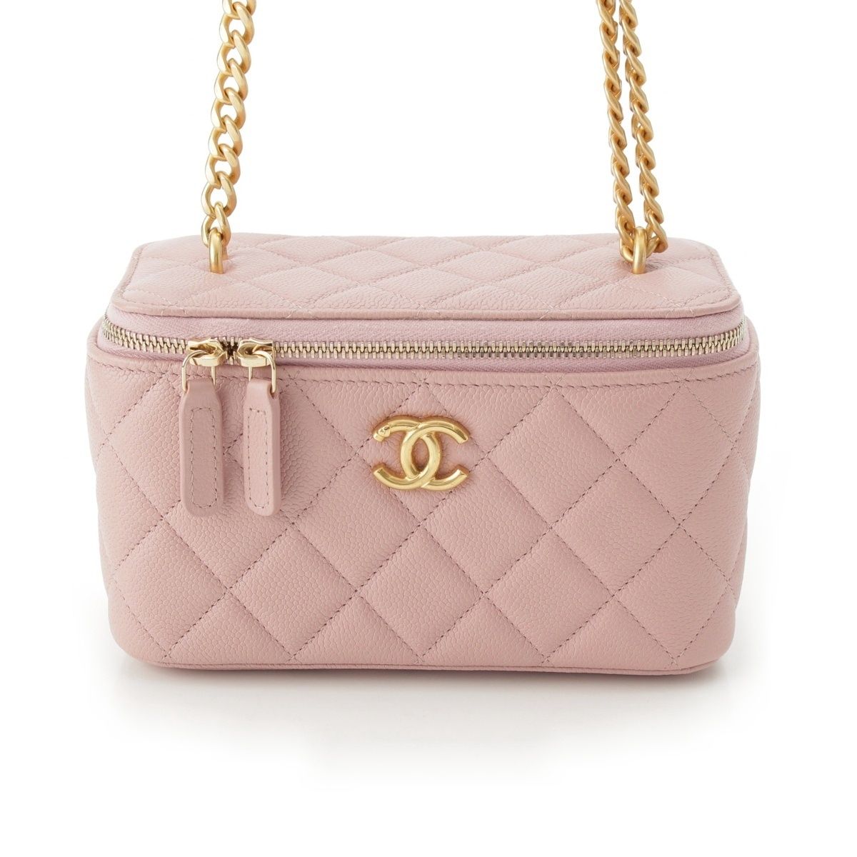 Chanel Quilted Caviar Leather Vanity Chain Shoulder Bag Pink — view 2