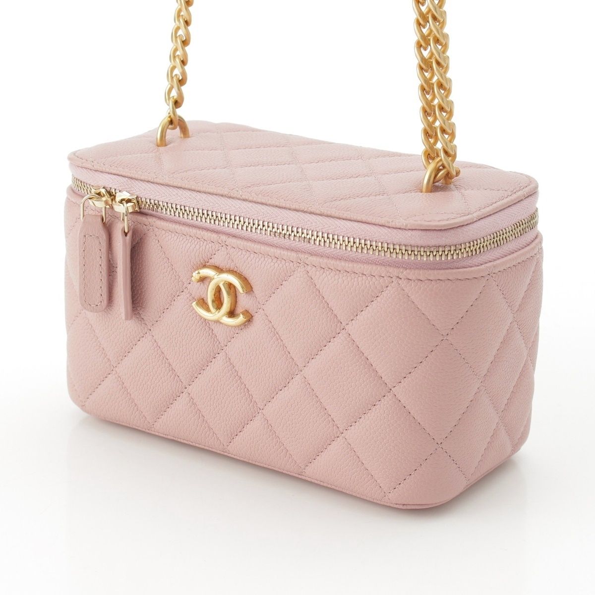 Chanel Quilted Caviar Leather Vanity Chain Shoulder Bag Pink — view 3