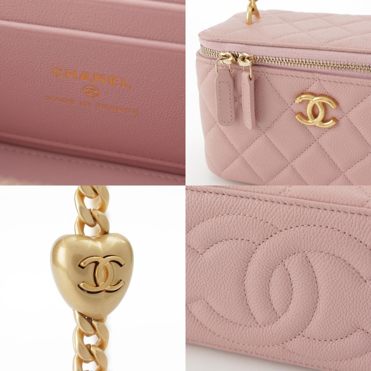 Chanel Quilted Caviar Leather Vanity Chain Shoulder Bag Pink — view 8