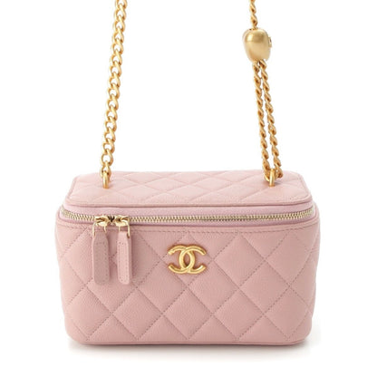 Chanel Quilted Caviar Leather Vanity Chain Shoulder Bag Pink